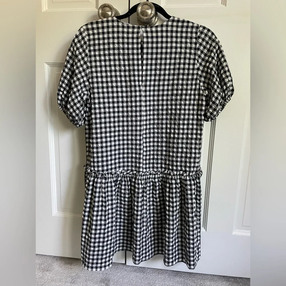 Zara | Black and White Gingham Tiered Mini Dress - Picture 6 of 7